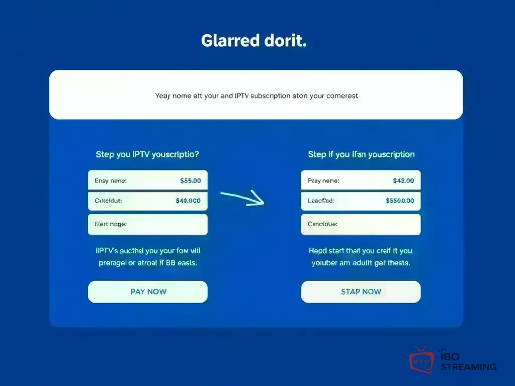 Step-by-step checkout process for IBO Streaming payment