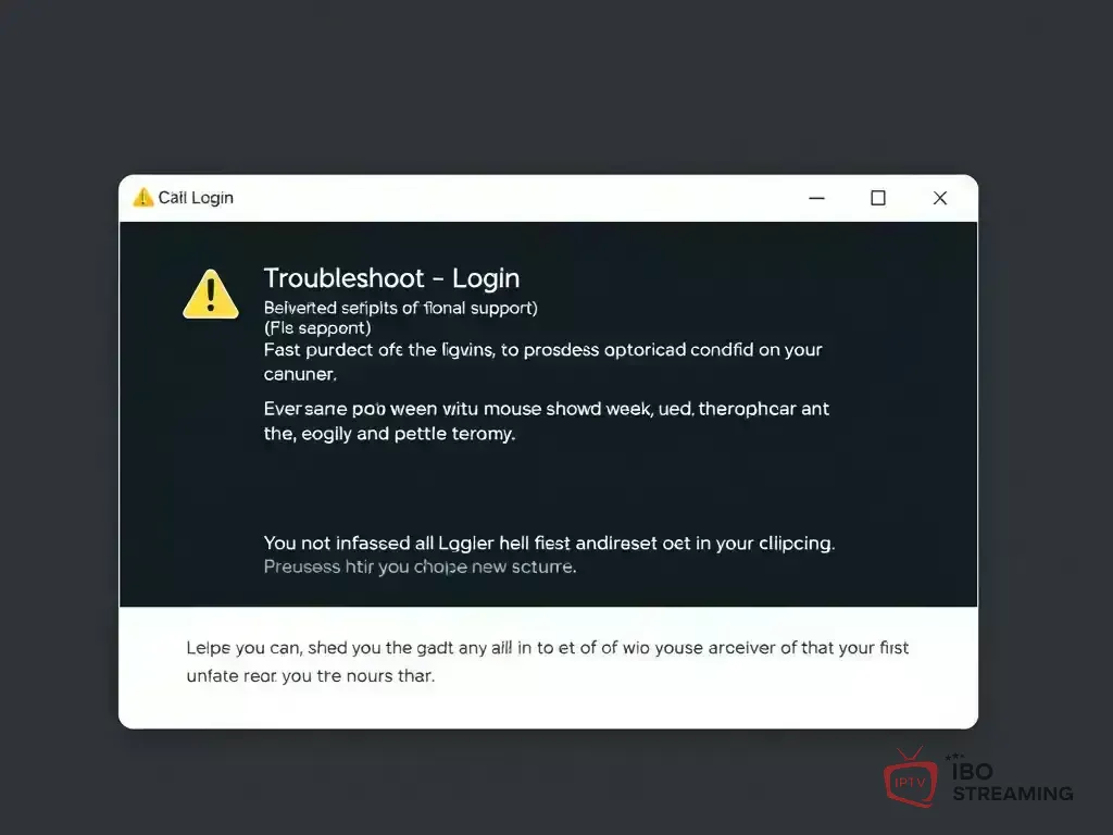 Login error screen with troubleshooting tips